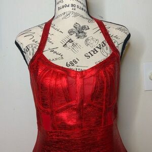 Shiny Red Halter Dress